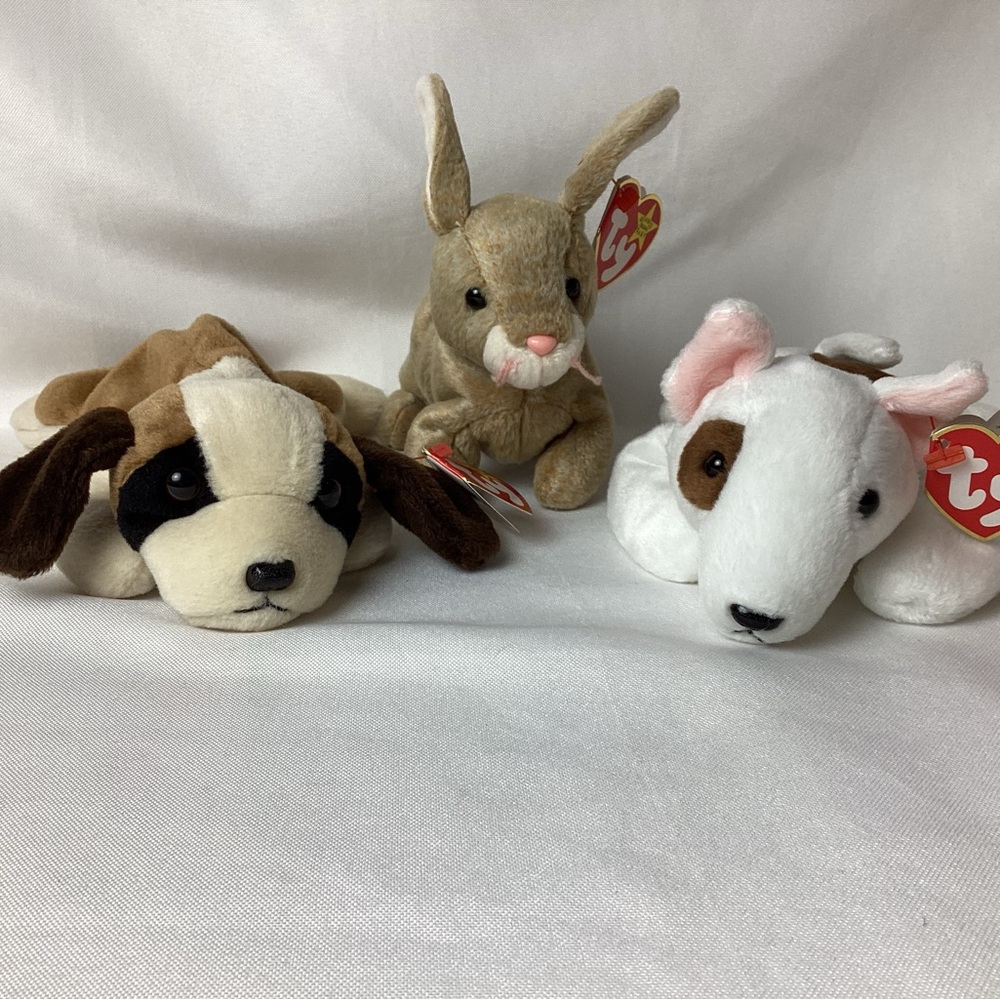 Ty Beanie Babies Set - Bernie 1996, Nibbly 1998, Butch 1998
